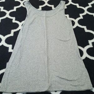 Grey tank top with sparkly gold stripes