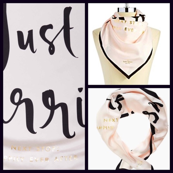 SOLD KATE SPADE SILK SCARF Just Married - Picture 2 of 4