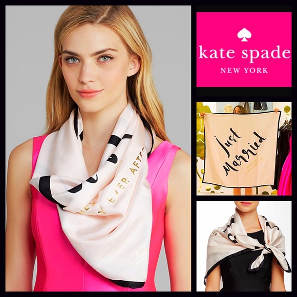 SOLD KATE SPADE SILK SCARF Just Married - Picture 4 of 4