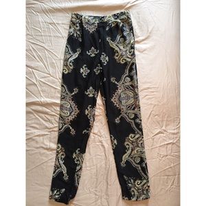 Black Paisley Print Pants
