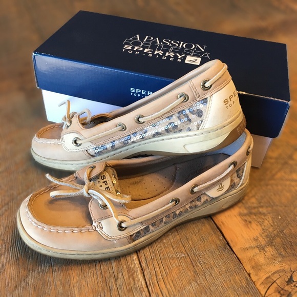 SPERRY angelfish linen/leopard sequins.