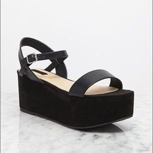 Black suede flatforms