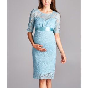 Hello Miz Aqua Lace Maternity Dress