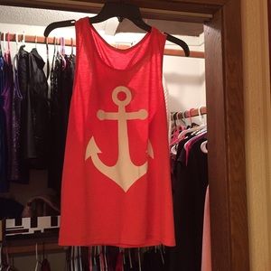 SOLD!!!Coral CUTE tank xl Juniors w/pretty bow