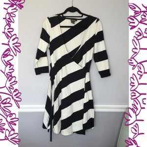 Black and White Striped Wrap Dress!