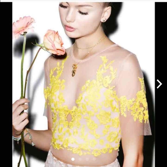 For Love and Lemons Tops - For love and lemons xs yellow luau crop