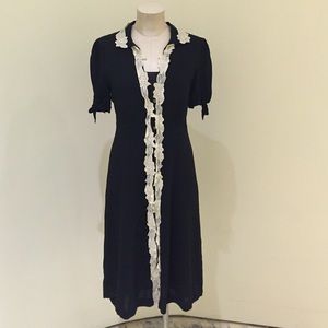 Size 6 black Theory dress with flower trim