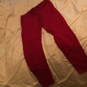 Red skinny jeans