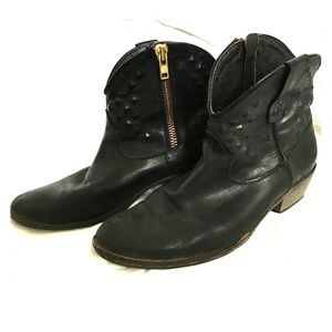 Black Italian leather booties