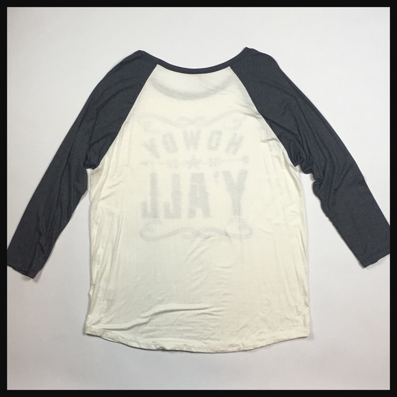 Howdy Y'all Gray and White Baseball Tee - Picture 4 of 4