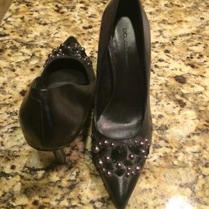 BCBG pearl and jeweled pointy toe pumps