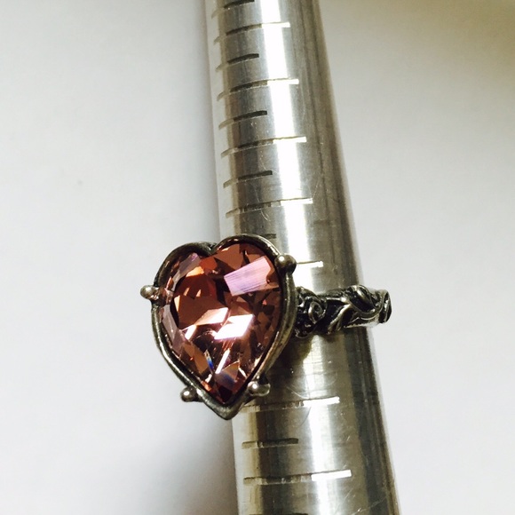One Love Iced Pink Swarovski Heart Ring - Picture 5 of 6