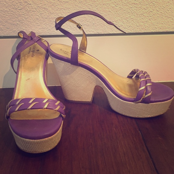 Kate Spade purple/gold wedges