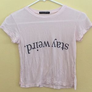 Light Pink Brandy Stay Weird Crop Top