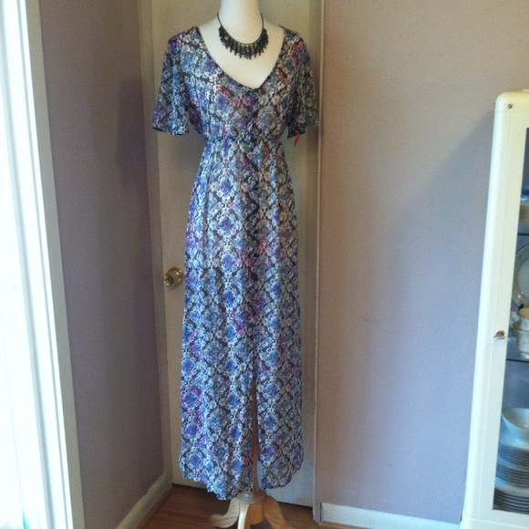 NWT XS sheer boho floral summer dress - Picture 2 of 4
