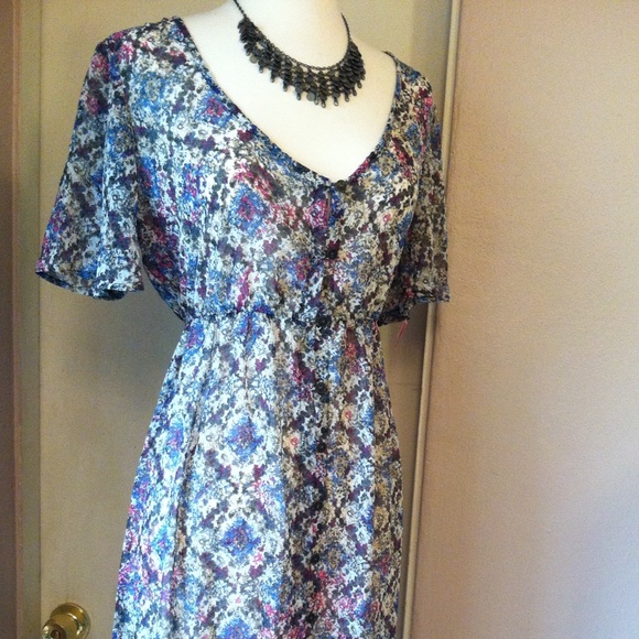 NWT XS sheer boho floral summer dress - Picture 3 of 4