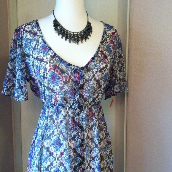 NWT XS sheer boho floral summer dress - Picture 4 of 4
