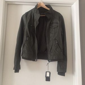 NWT Army Green Faux Leather Jacket