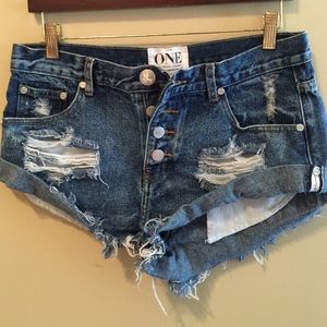 ONE by one teaspoon "BANDITS" denim shorts