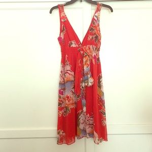 Red Floral Print Dress