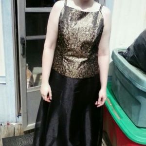 Vintage black and gold evening dress