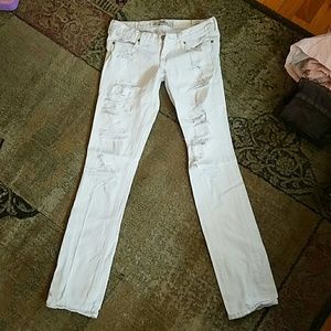 White Destroyed Hollister Skinny Jeans size 1R