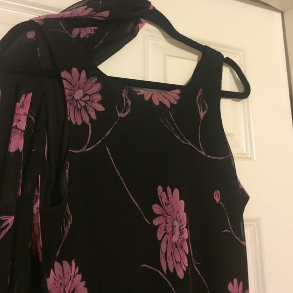 Black and purple maxi dress with scarf - Picture 2 of 4