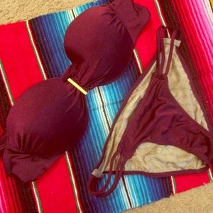Victoria's Secret Push up Strapless Maroon bikini
