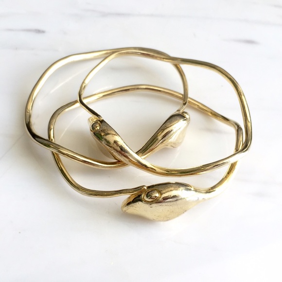 Tory Burch Gold Serpent Stacking Bangles -Set of 3