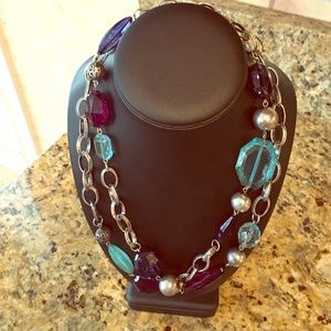 Long jewel colored necklace