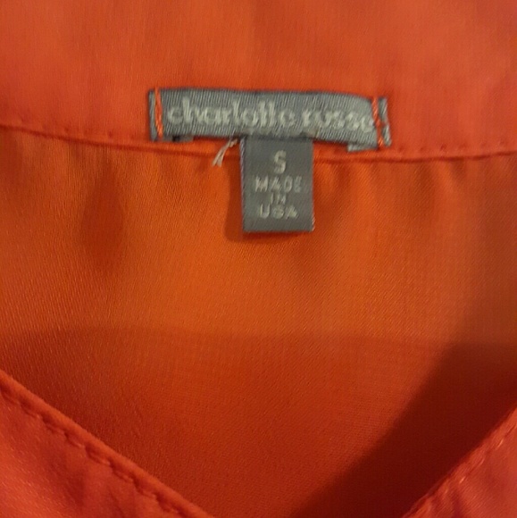 3/4 sleeve shear orange blouse