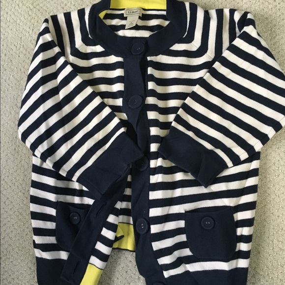 L.L. Bean Navy Striped Cardigan