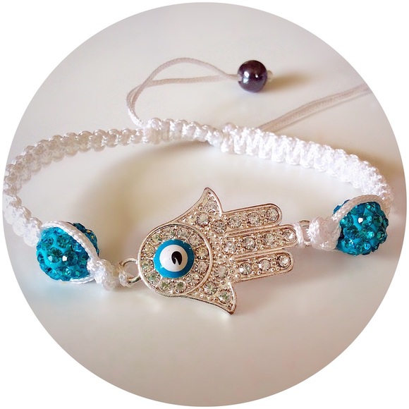 Macrame & Rhinestone Protective Eye Bracelet