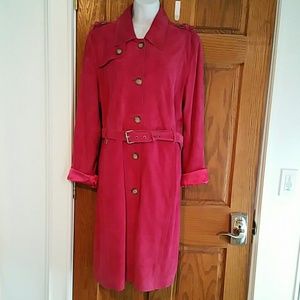 Michael Kors Raspberry suede trench coat NWT