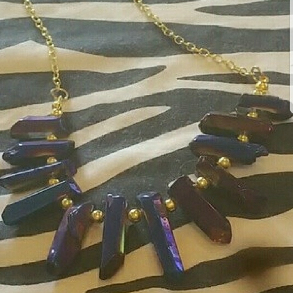 Royal blue iridescent necklace