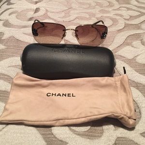 Authentic Chanel Sunglasses with Flower Accents