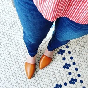 navy flat mules