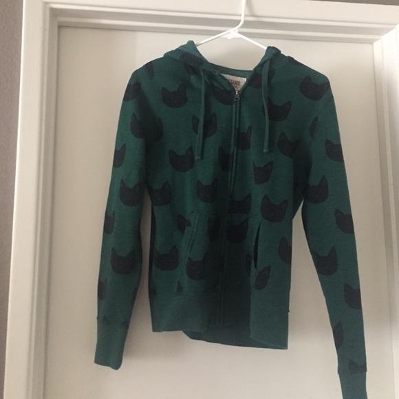 Green Zippered Cat Hoodie