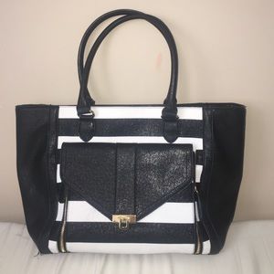 Black and white striped purse
