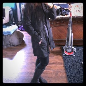 Black CB sports waterproof fleece lined trenchcoat