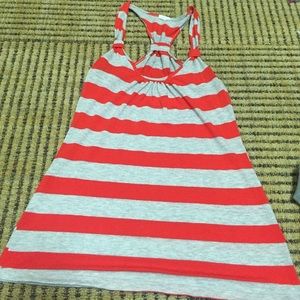 Grey and red striped tank