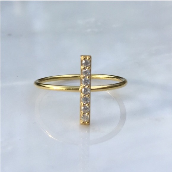 .925 Sterling Silver vertical Bar ring - Picture 2 of 2