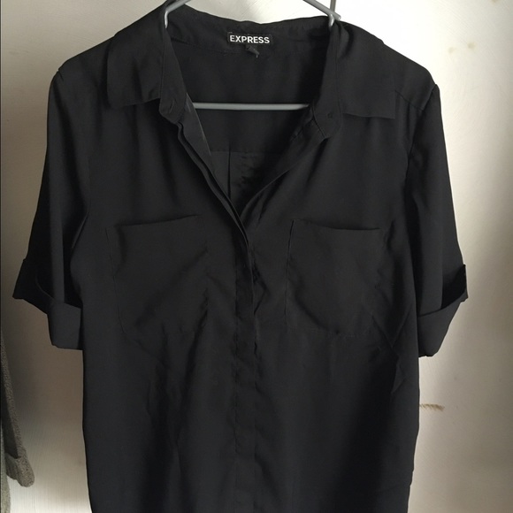 black large button up express blouse