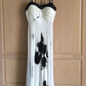 Worn once! Black and White strapless formal dress