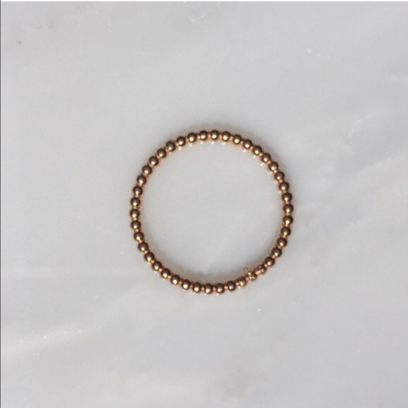 .925 Sterling Silver Rose Gold Beaded Ring - Picture 2 of 2