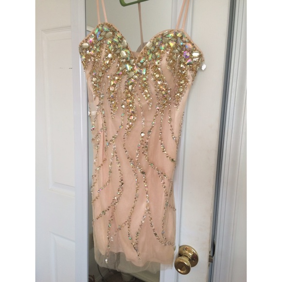 Crystal and gold short dress