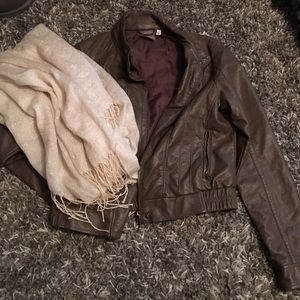Brown leather jacket
