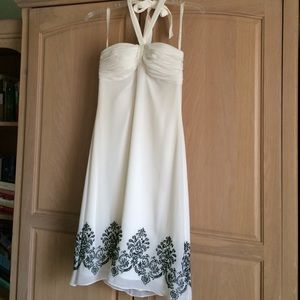 Black and white halter cocktail dress