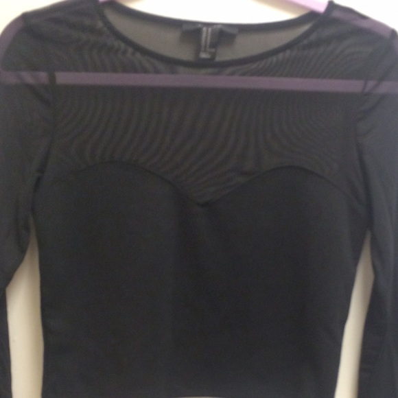 Black sheer long sleeved crop top - Picture 2 of 3