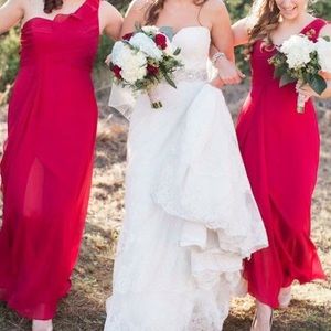 Strapless Crinkle Chiffon Dress with Cascade Skirt